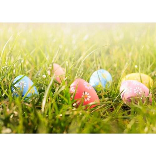 Easter Eggs Grassland Bokeh Photographic Backgrounds Vinyl Cloth Backdrops for Baby Children Home Party Photophone Photo Studio