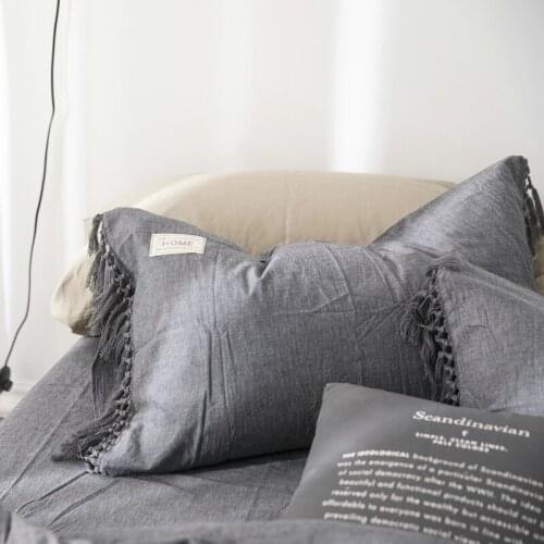 Cotton Pillow Case With Tassels Solid Color Macrame Pillowcase Nordic Cushion Pillow Cover Home Sofa Bed Living Room Decoration