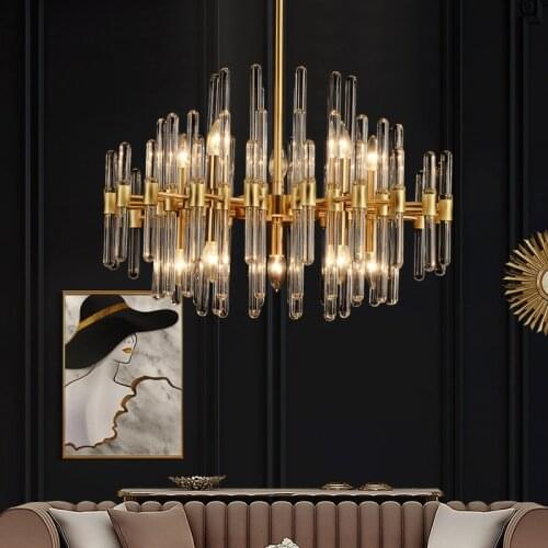 Postmodern simple all-copper light luxury living room model room dining room study bedroom chandelier