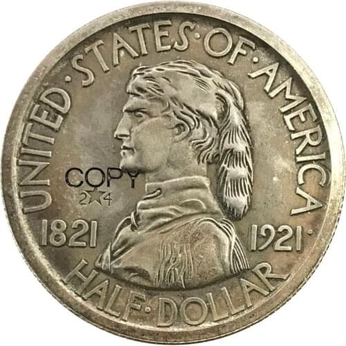 United States 1921 Missouri Centennial Half Dollar 50 Cents 2X4 Plated Silver Copy Coins