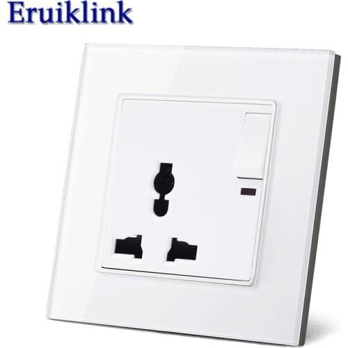 EU UK AU US Standard Power Outlet 86mm * 86mm, Glass Panel Power Socket Plug Grounded