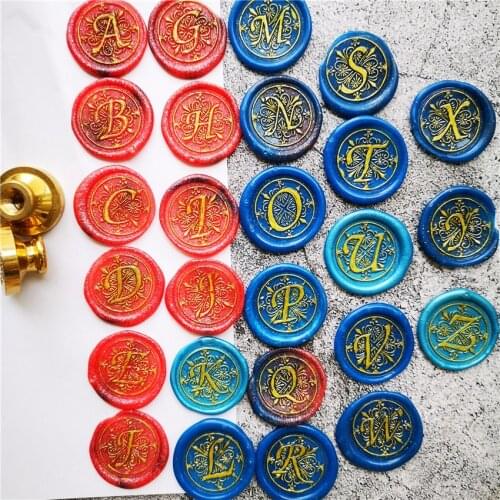 Retro Wood Classic 26 iris Letter A-Z Alphabet Initial Sealing Wax Seal Ancient Seal Post Decorative Antique Stamp 25mm head