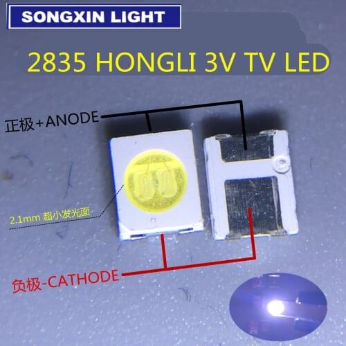 100pcs HONGLI LED 3528 2835 1210 LED TV Backlight High Power 1W 3V LED Backlight Cool white LED LCD TV Backlight Application