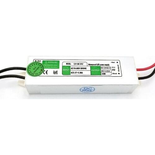 DC12V 10W IP67 Waterproof LED Driver Power Supply Aluminum Alloy Transformer AC90~250V to 12 Volt DC Output