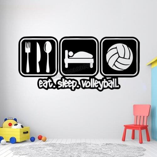 Volleyball Eat Sleep Play Volleyball Wall Decal Volley Decor Vinyl Volleyball Sport Wall Stickers Kids Teens Room Decor B025