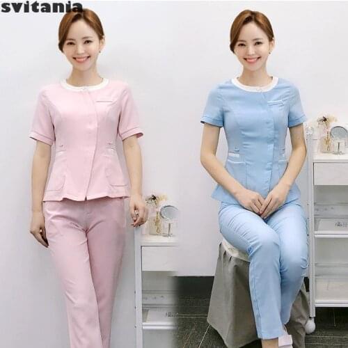 Svitania Womens Long Sleeve Beautician Beauty Salon Skin Management Work Uniform