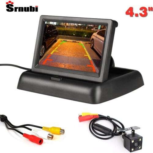 4.3'' HD Foldable Car Rear View Monitor Reversing LCD TFT Display Night Vision For Backup Reverse Camera PAIL/NTSC Support DVD