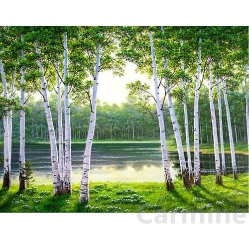 Scenery DIY 5D Diamond Painting Landscape Tree Lake Rhinestone Cross Stitch Embroidery Full Round&square Drill Home Decoration