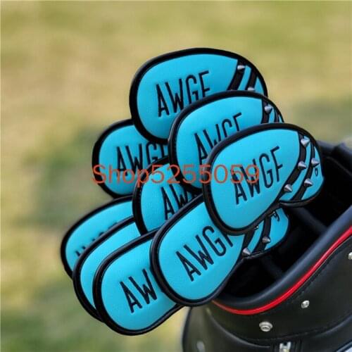9Pics/a lot Golf Club Iron Headcover (4,5,6,7,8,9,P,A,S) Rivet Golf Club Iron Head Protect Cover