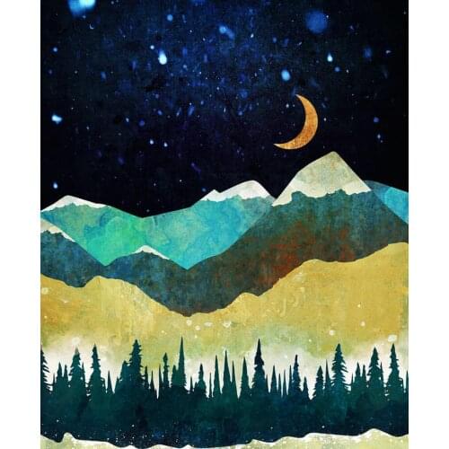 Abstract Canvas Moon Mountain Print Galaxy Painting Nebula Poster Modern Wall Art Bedroom Pictures For Living Room Home Decor