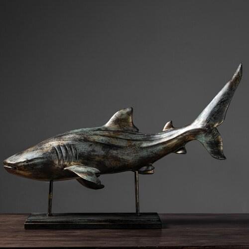 AMERICAN RETRO SIMULATION SHARK CRAFTS DECORATION HOME LIVINGROOM ANIMAL STATUE ORNAMENTS OFFICE DESKTOP FIGURINES ACCESSORIES