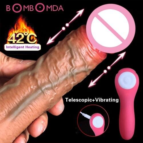 Automatic Telescopic Dildo Vibrator Realistic Heating Cock Sex Toys for Adults Men Women Gay Vibrating Penis Anal Vagina Massage