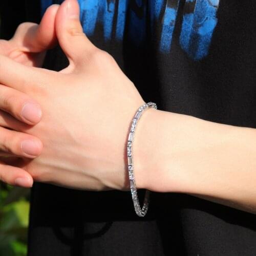 Hiphop Crystal Design Bling Square Bracelets for Men Women Punk Cubic Zirconia Beads Bangle Bracelets Women Party Jewelry