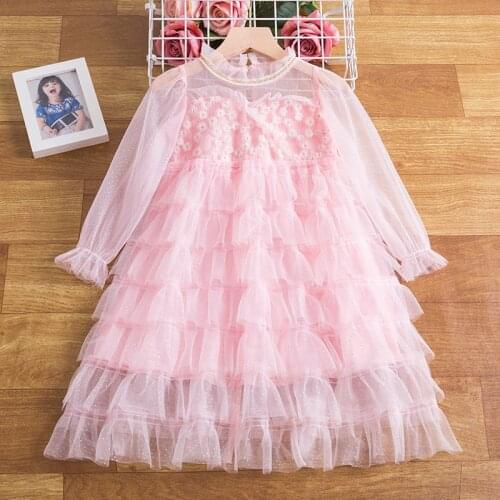 Princess Dress for Girl Full Spring Autumn Tulle Birthday Party Dresses Eveing Wedding Gowns Tutu Children Dresses Kids Costume