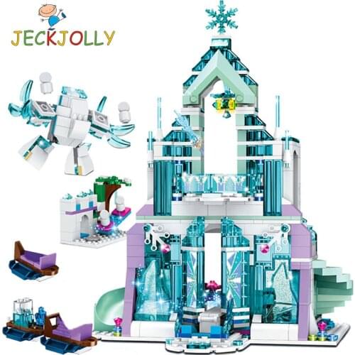 Princesss Ice Playground Castle House Set Enlightenment Toys Romantic Carriage Friends Girls Castle Building Blocks Kids Gift