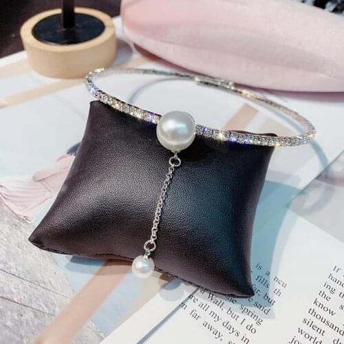 FYUAN Simulated Pearl Choker Necklaces for Women Bijoux Silver Color Rhinestone Torques Necklaces Statement Jewelry Party Gifts