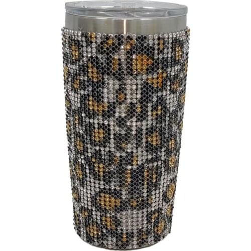 600ml Water Bottle Rhinestone Studded Water Bottle Leak-proof 304 Stainless Steel Reusable Drinking Vacuum Flask for Office