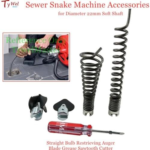 Sewer Snake Machine Accessories Straight Bulb Restrieving Auger Blade Grease Sawtooth Cutter for Diameter 22mm Soft Shaft