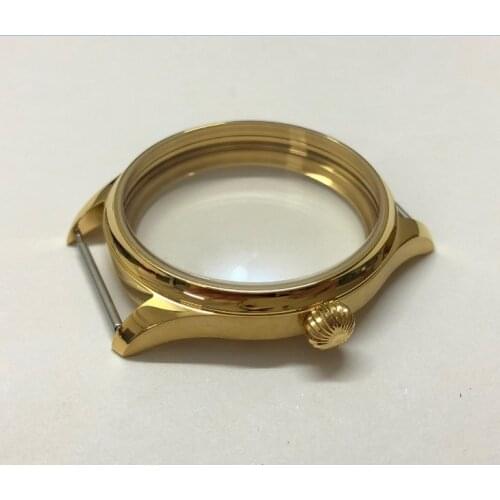 44mm High quality 316L Stainless steel Plating 18K gold watch cases fit ETA6497/6498 Hand Wind movement 015A