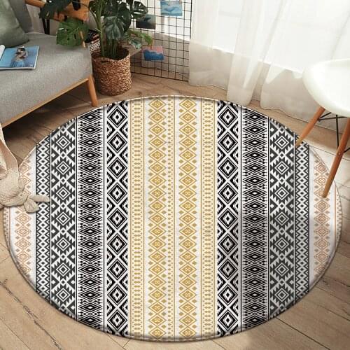 New Fashion Style Round Carpet Printed Flannel Area Rug Room Floor Printed Carpet For Living Room Bedroom Home Decorative Crapet