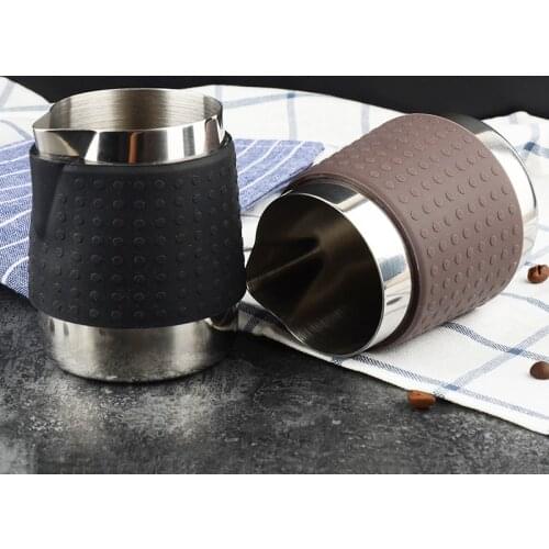 Creative Stainless Steel Coffee Pitcher For Espresso Mugs Frothing Jug Insulation Silicone Food grade Silicone 350ml 600ml