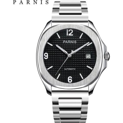 Mens Miyota Automatic Watch Stainless Steel Sapphire Glass Luminous Calendar Waterproof Men Mechanical Wristwatches Man Clock