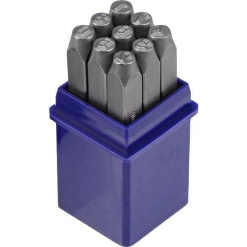 Uxcell 1pcs Number Metal Stamp Set Digital 0 to 9 Numbers Punch Set Wood Leather Steel Punch Tools Leather Craft Stamp Blue