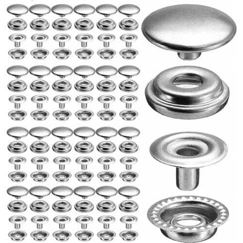 100pcs 25 Sets Stainless Steel Snap Fastener Press Button Fasteners handmade DIY Fixing Press Studs Clothing Sewing Tool