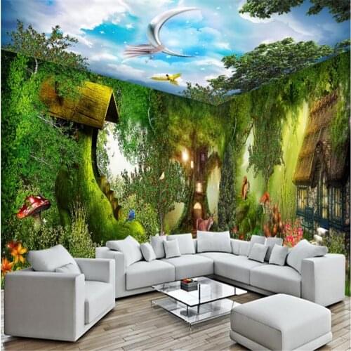 Beibehang Forest Chalet House papel de parede 3D Custom Photo wallpaper for walls 3 d Large Mural living room bedroom wall paper