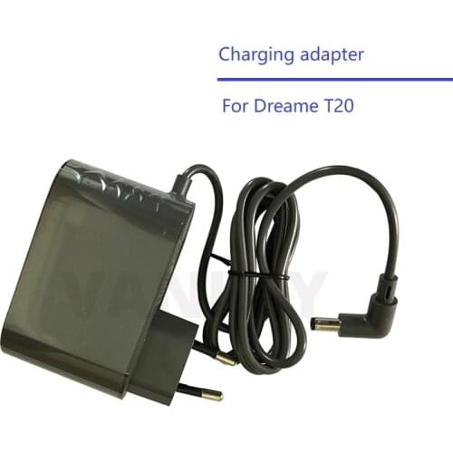 Original Charging Adapter with EU Plug Spare Parts Accessories for Dreame T20 Vacuum Cleaner Charger Black