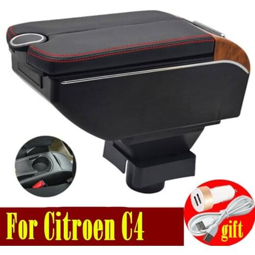 For Citroen C4 Hatchback Armrest box 2004-2010 Double doors open 7USB Centre Console Storage Box Arm Rest