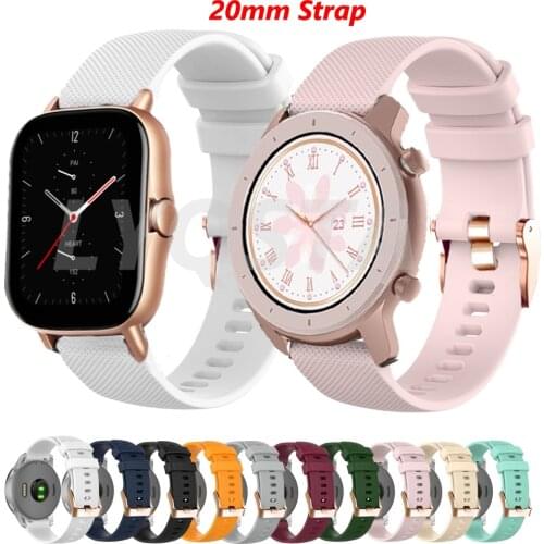 Silicone Watchbands For Xiaomi Huami Amazfit GTS GTR 42 BIP U/S/GTS2 Mini/2e Replacement Sports Watch Straps Bracelet Band 20MM