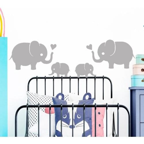 Carved elephant baby Self Adhesive Vinyl Waterproof Wall Decal For Kids Rooms Diy Home Decoration Art Mural