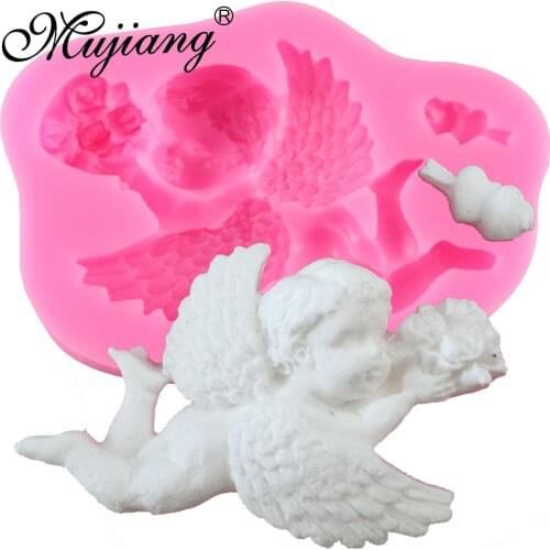 Mujiang Angel Silicone Fondant Molds Cake Decorating Tools Soap Candle Clay Molds Candy Chocolate Gumpaste Moulds