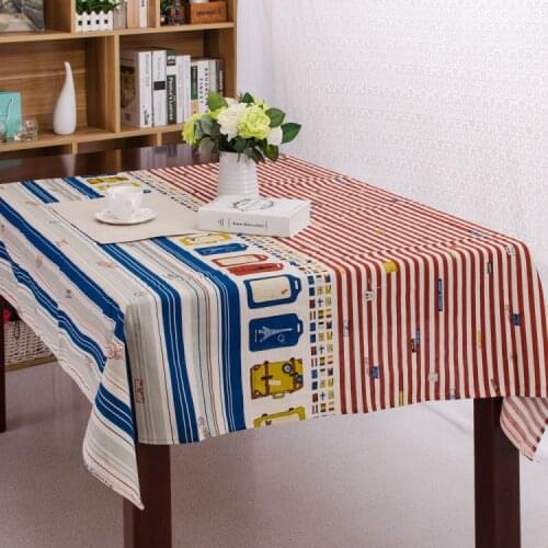 Aircraft Luggage Printed Tablecloth Korean Style Stripe Cartoon Table Cloth Toalha De Mesa Manteles Para Mesa Nappe ZB-91