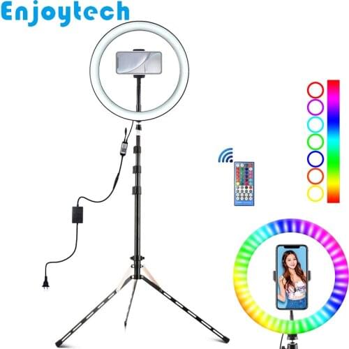 30CM RGBW LED Ring Flash Lamp Light with 1.9M Aluminum Alloy Tripod Photography Lighting Stand for Video Live Streaming Blogger