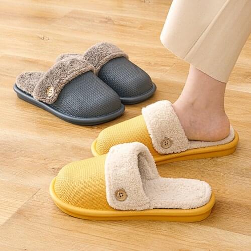 Coral Fleece Slippers for Autumn and Winter To Keep Warm Waterproof Non-slip Detachable Lining Indoor Home Shoes