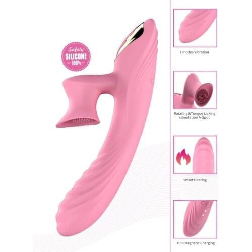 Heating Rotation Vibrators Tongue Licking G Spot Clitoris Stimulator Telescopic Dildo vagina massager Adult Sex Toys for woman