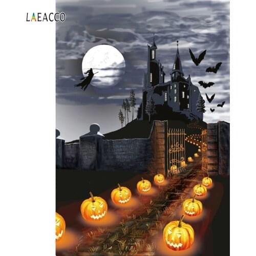 Halloween Castle Pumpkin Bat Way Moon Baby Cartoon Trick Or Treat Night Photo Background Photo Backdrop Photocall Photo Studio