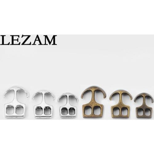 10pcs Antique /Bronze Double Hole Anchor Hook Clasp For 3/4/5mm Round Leather Cord Bracelet Bangle Jewelry Findings