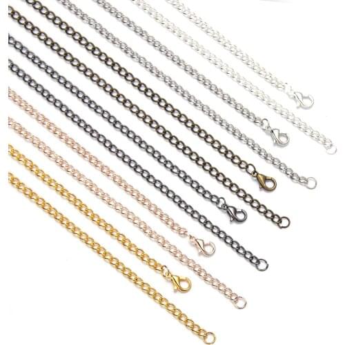 10 Pcs Gold Sliver Color Iron Chain 45cm With Lobster Clasps Long Link Chain Womens Necklace For Diy Jewelry Making