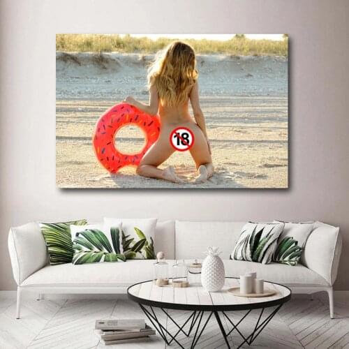 Beach balloon blonde Babe Sexy Girls Pictures Wall Art Poster Canvas Painting Prints Art for Home Room Decor