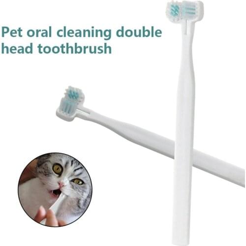 Dog Toothbrush Double Heads Teeth Brushing Cleaner Pet Breath Freshener Oral Care for Dog Cats Best Price