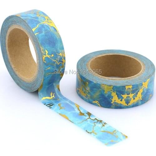 1pcs NEW 15mm*10M gold foil mark Washi Tape branches High Quality Paper Adhesive Tape Blue Sticky Paper Tape Masking