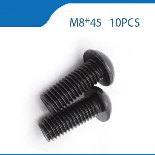 10pcs M8x45 mm M8*45 mm yuan cup Half round pan head black grade 10.9 carbon Steel Hex Socket Head Cap Screw