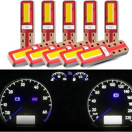 Kebidumei 10Pcs T5 LED Lights T10 2SMD LED Canbus Car Interior Lights Dashboard warming indicator Wedge Auto Instrument Lamp 12V