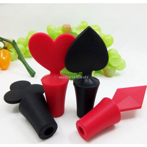 100pcs Poker Shaped Wine Stoppers Silicone Vacuum Sealed Wine Bottle Stopper Wine Champagne Stopper Kitchen Bar Tool