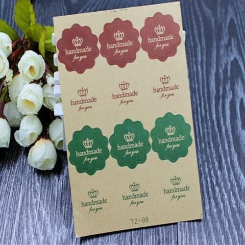 12pc/set sealing sticker tag for candy cookie box bag chocolate paper gift package Birthday Party favor DIY crown handmade wh