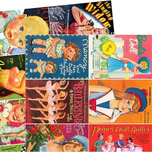 12PCS vintage Doll child beauty Stickers Crafts And Scrapbooking stickers kids toys book Decorative sticker DIY Stationery