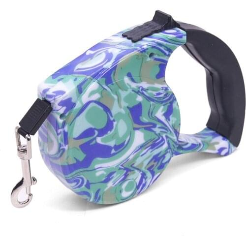 5M Automatic Retractable Traction Rope Retractable Freely Patterned Marble Multi-Color Spots Portable Pet Dog Chain